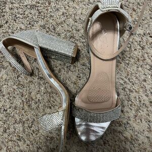 Elegant Silver Heeled Sandals